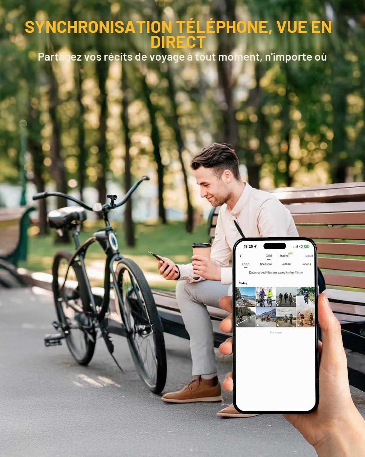1080P HD Caméra Moto Embarquée Caméra Velo Guidon Camera Velo Route WiFi avec Support d'angle Réglable Grand Angle 140° avec Lumiére Carte 64GB et 2600mAh Batterie Rechargeable
