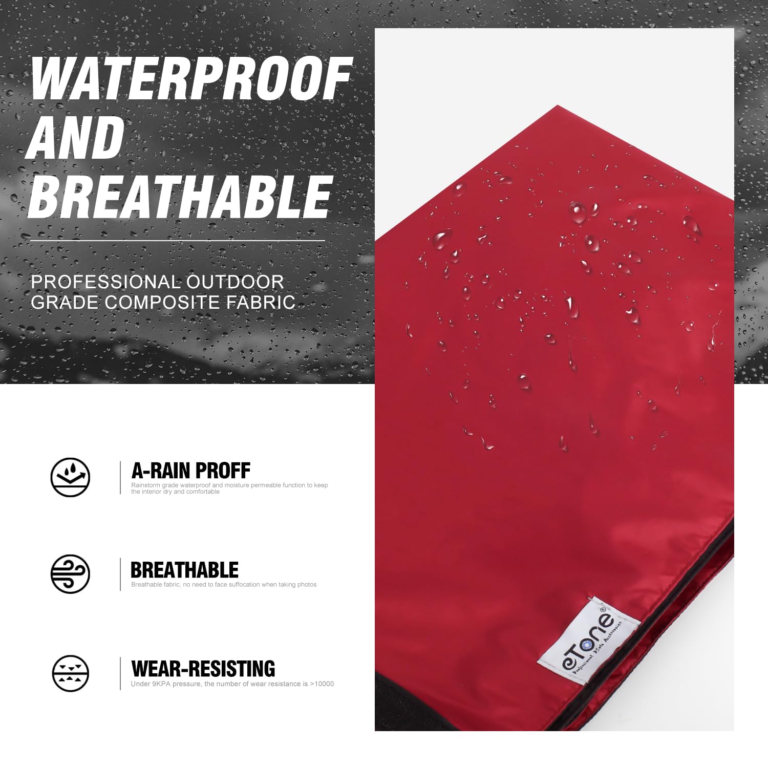 Etone rojo negro profesional en oscuro gamuza para 4 x 5 Cámara de gran formato warpping protección