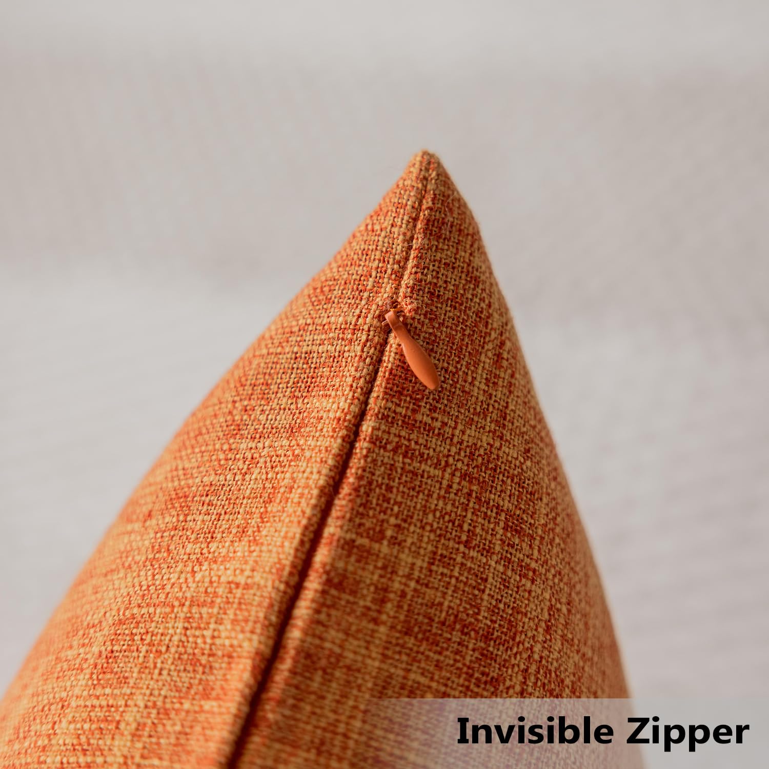 Home Brilliant Cushion Cover 65cm x 65cm Decorative Linen Orange Cushion Covers for Sofa Bed Plain Design Cushion Covers 2 Pcs - Image 4