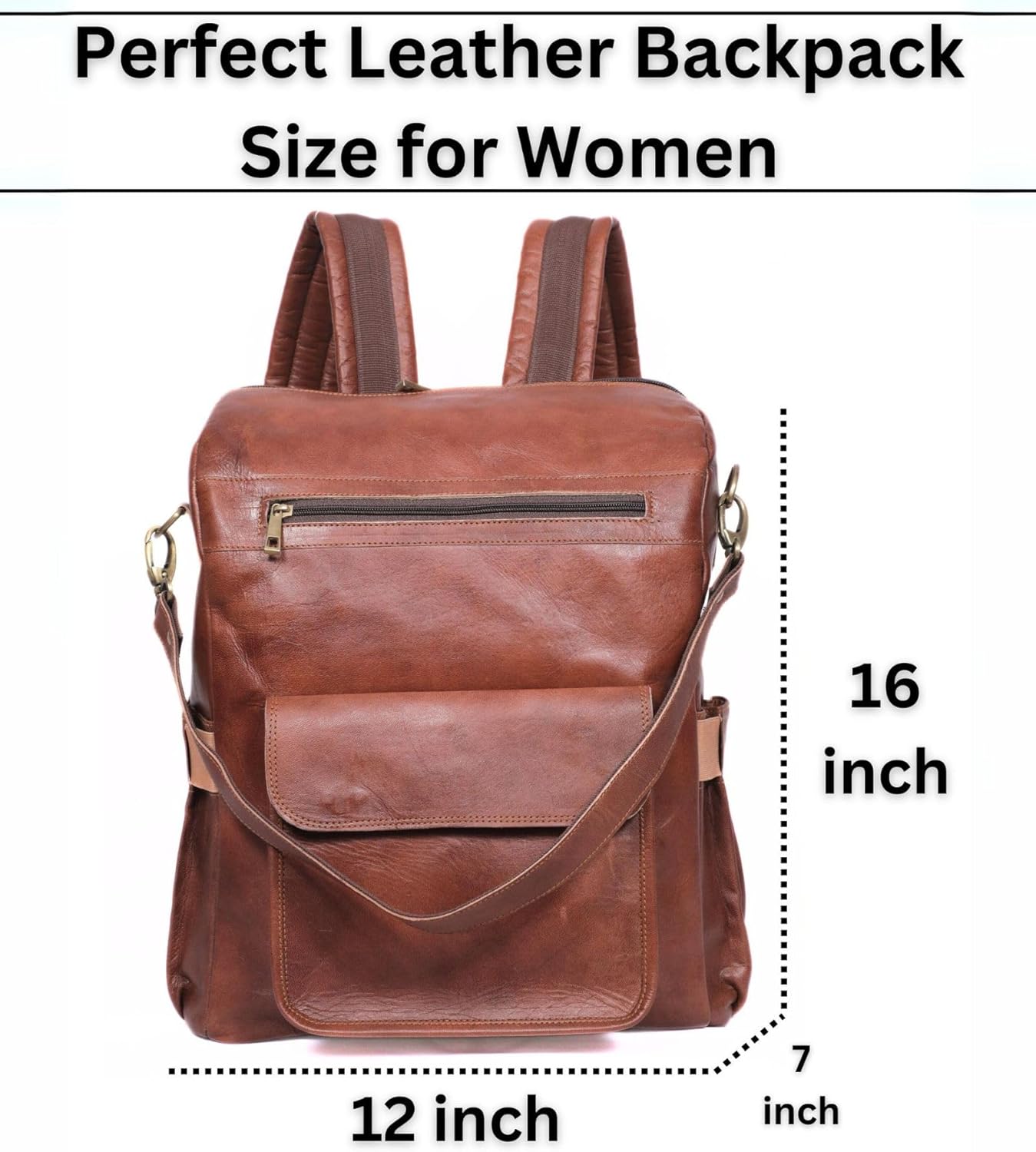 Genuine Leather Laptop Backpack for Women Designer Brown Leather Backpack Purse with 15.6-inch Laptop Computer Compartment Best for Work, Travel, and Daily Use - Image 6