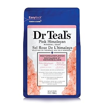 Dr Teal's Epsom Salt Magnesium Soak, Restore & Replenish with Pink Himalayan Salt, 3 lbs