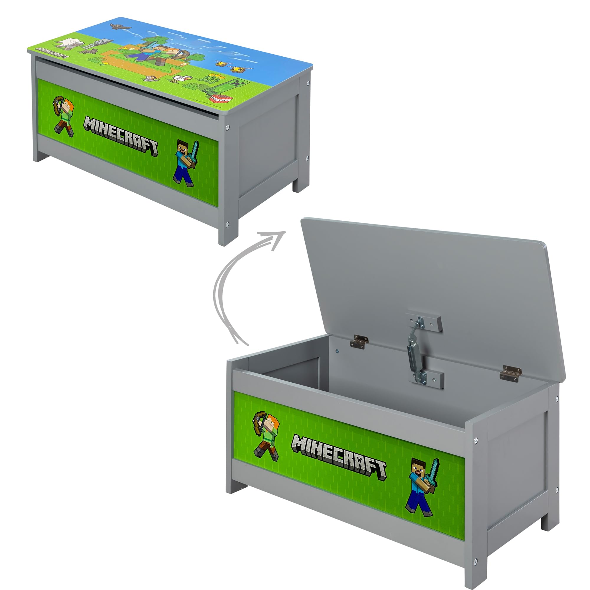 MINECRAFT - Sitzbank, Truhe mit Stauraum und Klappe