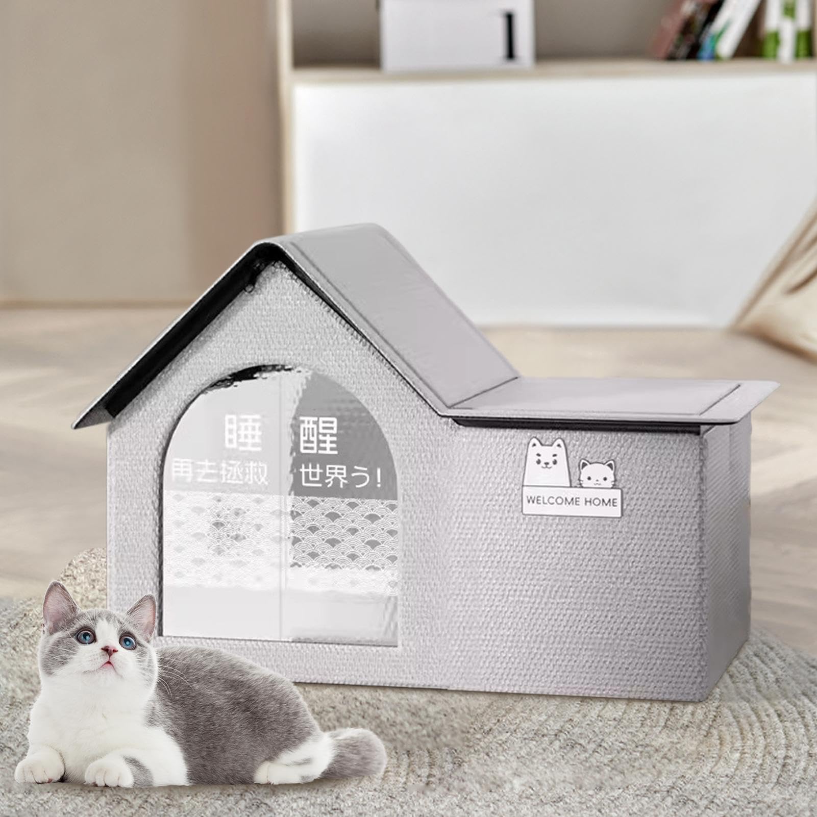 Genérico Caseta Refrigerada para Gatos, Tienda De Campaña Refrigerada para Mascotas con Bolsas De Hielo, Tela Oxford Impermeable, Aislado, Caseta Plegable para Gatos para Descansar Y Dormir