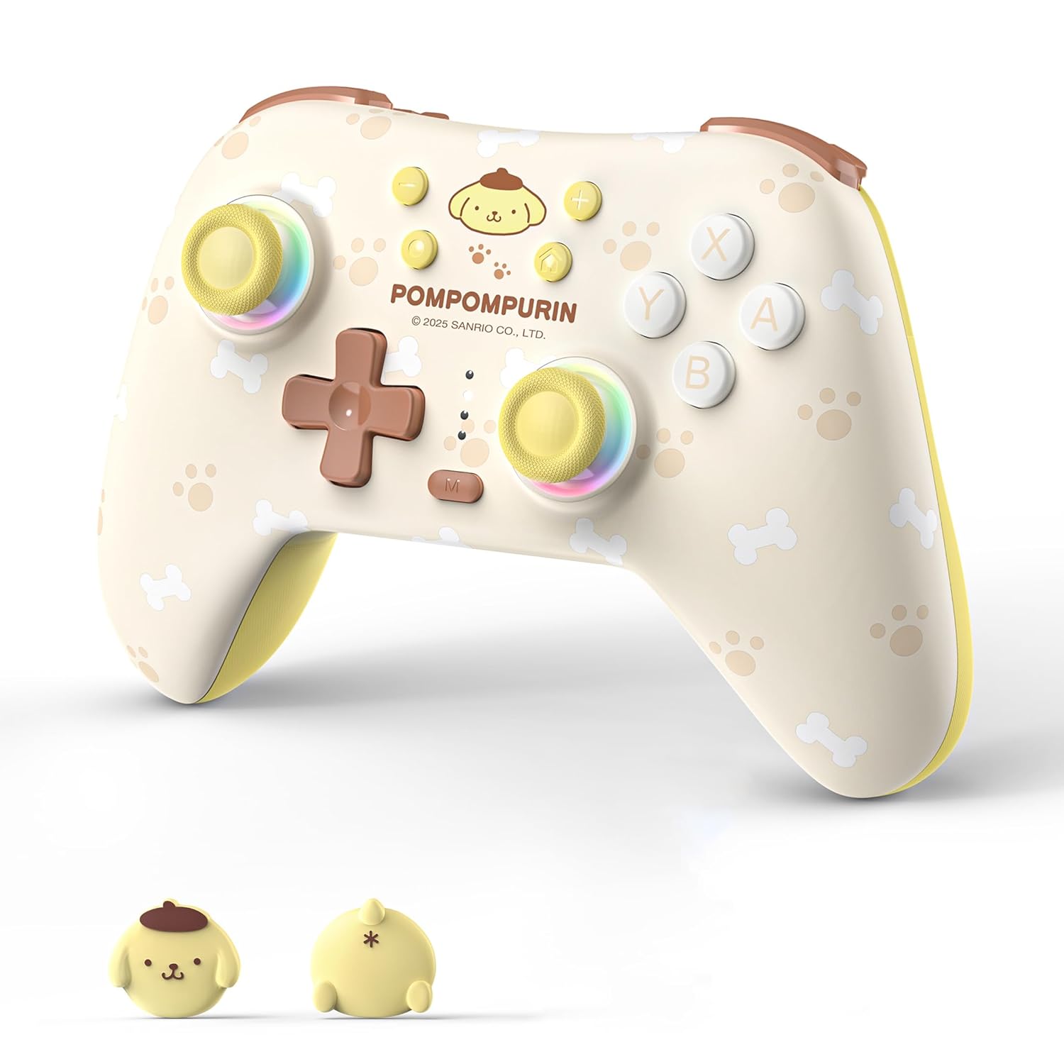 Kuitmor Yellow Switch Controller,Yellow Dog Hall Effect Controllers Wireless for Switch 2/1/OLED/Lite,PC,Android,iOS, Bluetooth + Wired + 2.4G Receiver (Sold Separately),1000mAh Battery,6-Axis Gyro,Dual Vibration,RGB Breathing Light