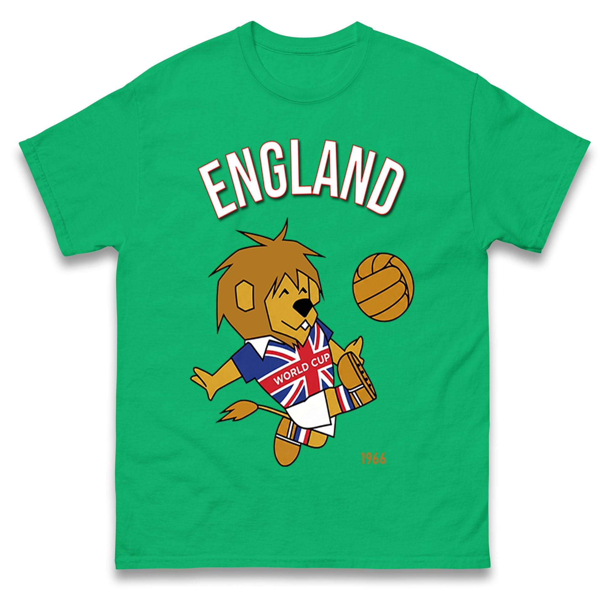 World Cup Willie England 1966 T Shirt, England World Cup Winners 1966 Tee Shirt, Retro Football Tshirt Kelly Green