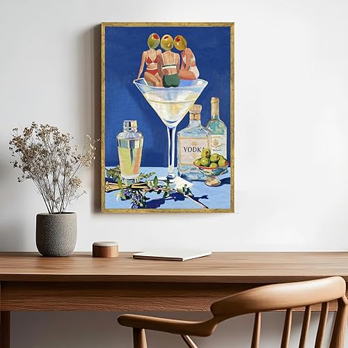 Miniatura 4 de Impresiones artísticas vintage de cóctel para pared, retro, abstracto, bikini de oliva, pintura de Martini, fiesta de verano, divertido, caprichoso,