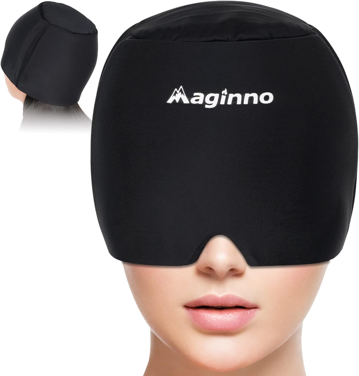 MaginnoHead Ice Pack Cap,Ice Hat for Head,Head Ice Pack for Wrap,Cold & Hot 360 Degree Compression Reusable Stretchable Flexible Gel Ice Pack for Head.(Black)
