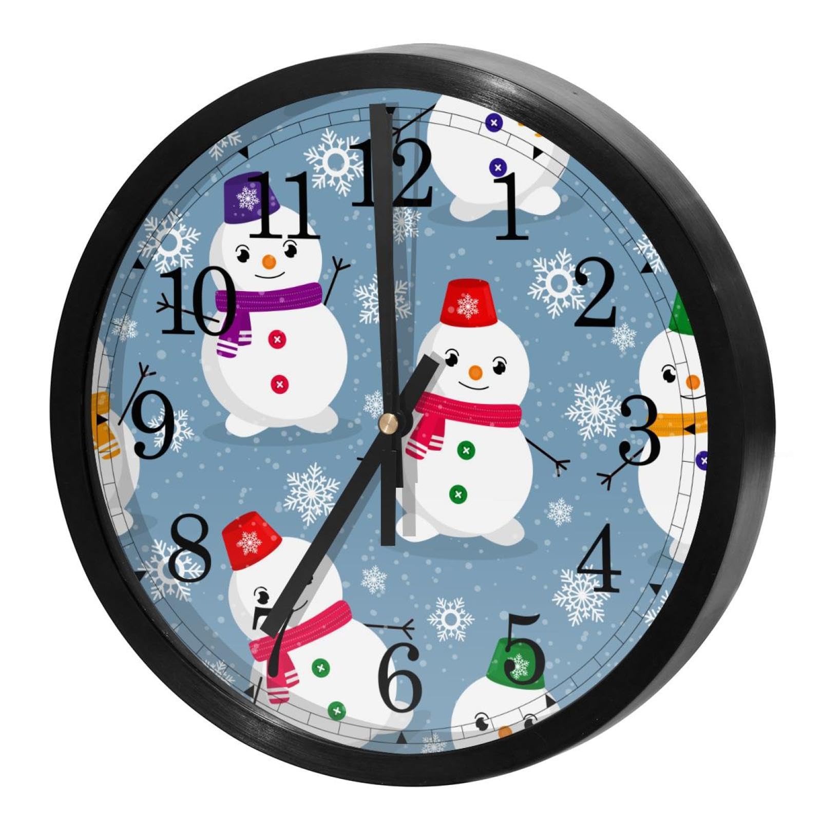 Horloge murale silencieuse à quartz bonhomme de neige de Noël pour la cuisine