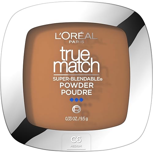 L'Oreal Paris True Match Super Blendable Oil Free Powder Foundation, C6 Medium, 0.33 oz, Packaging May Vary