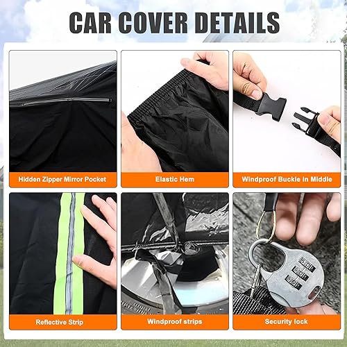 Miniatura 6 de Funda impermeable para automóvil compatible con Mazda MX-5 Miata 1989-1997, 210T para todo tipo de clima, con interior de algodón y puerta con