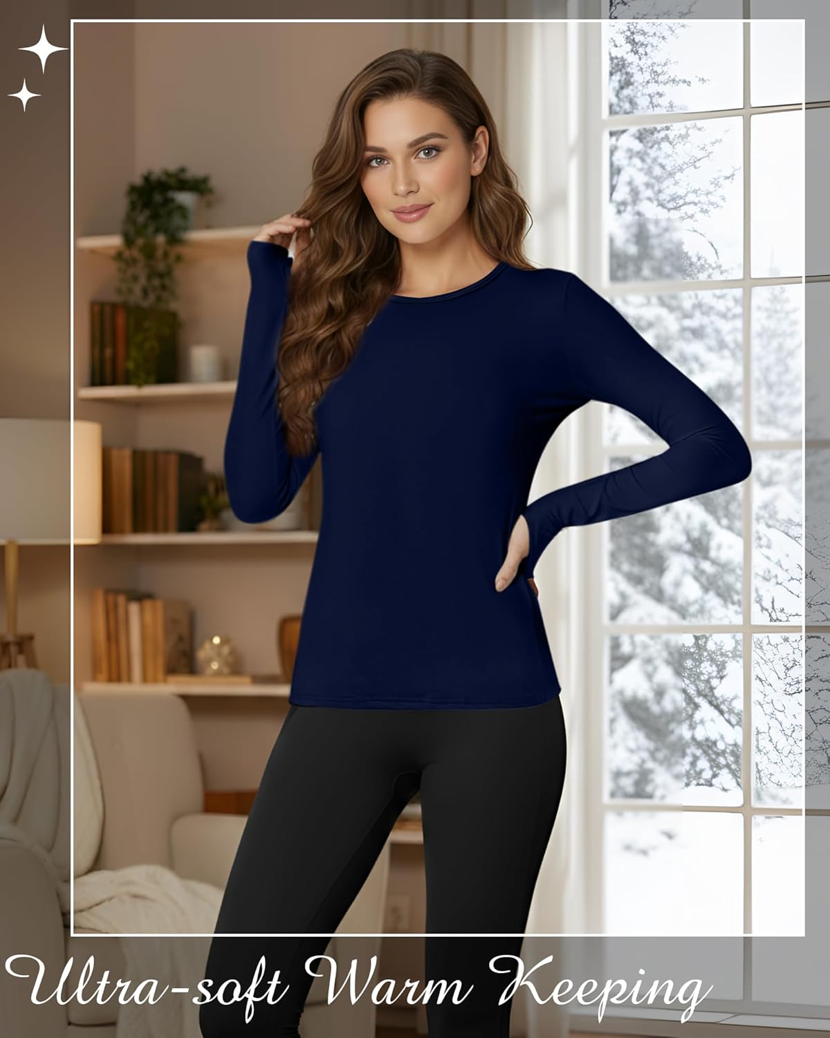 Patelai 3 Pack Women Thermal Shirts Long Sleeve Fleece Lined Undershirts Soft Crew Neck Base Layer Top Underwear Cold Weather - Image 3