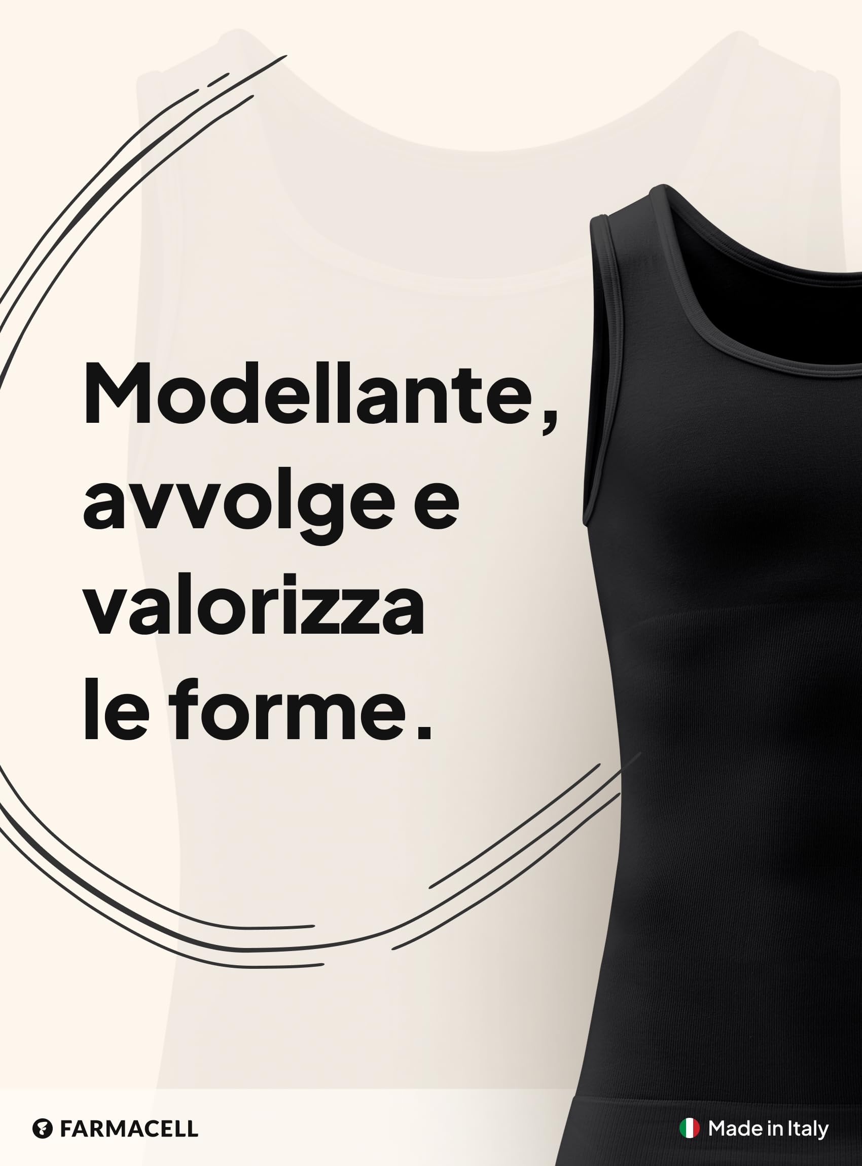FarmaCell Canottiera Contenitiva Uomo, Effetto Pancia Piatta, Intimo Modellante in Cotone, Made in Italy, 417
