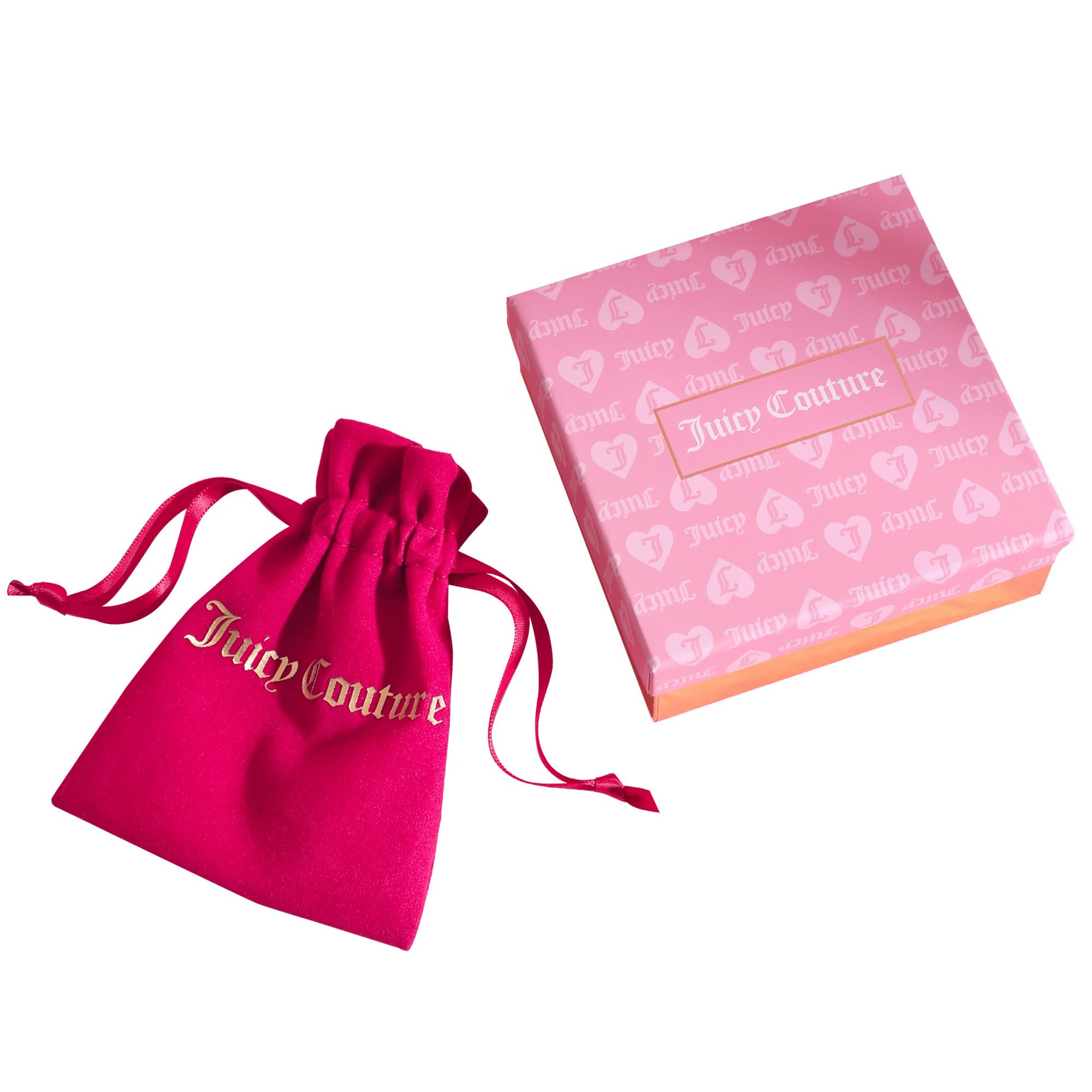 Juicy Couture Logo Crown Heart Necklace for Women, 20"+2" Gold-Tone with Crystals and Faux Pearls