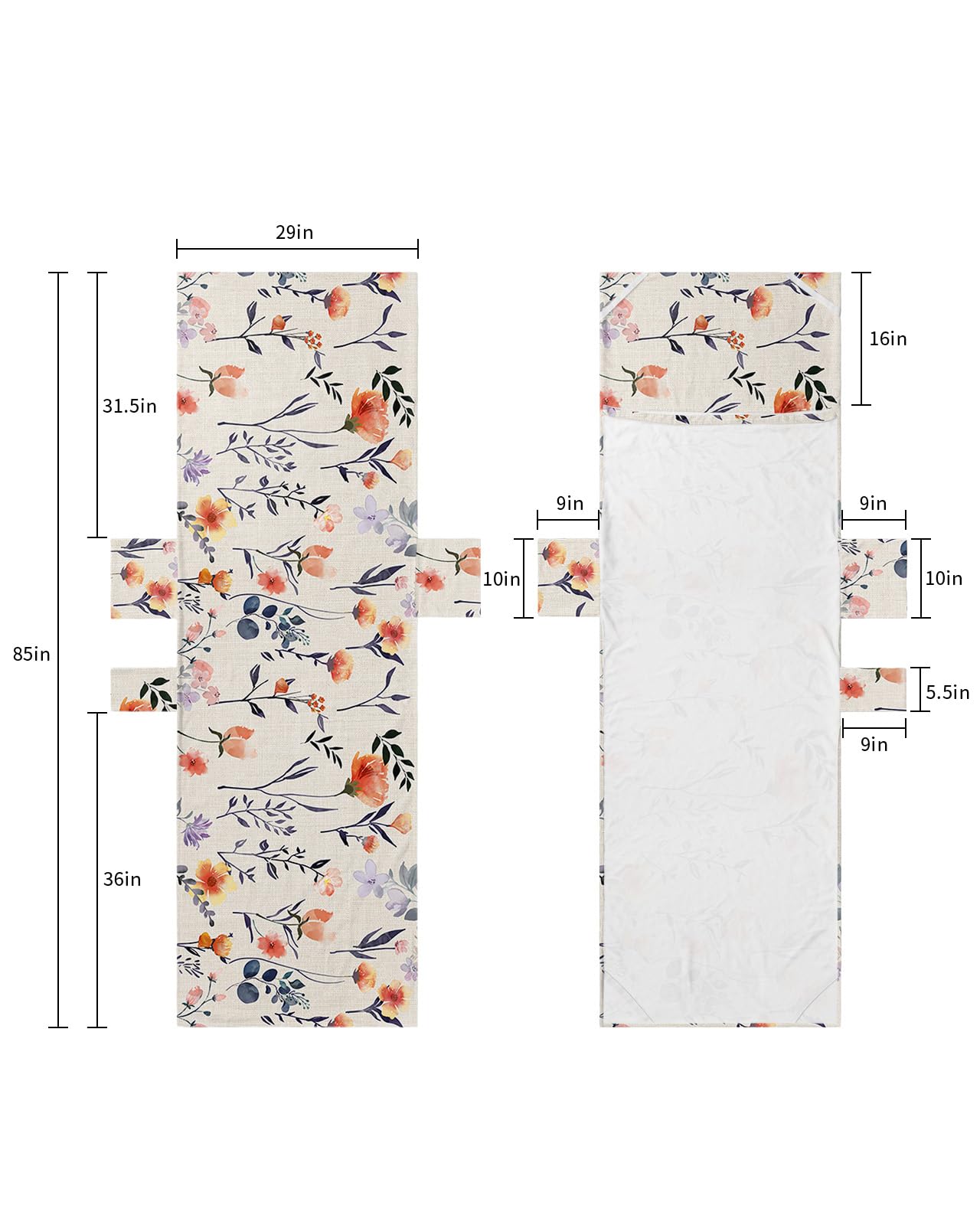Spring Floral Beach Lounge Chair Towel Cover, Soft Chaise Lounge Towel with Side Pockets Patio Pool Chairs Cover for Beach/Pool Sunbathing 29x85 Farmhouse Watercolor Summer Botanical