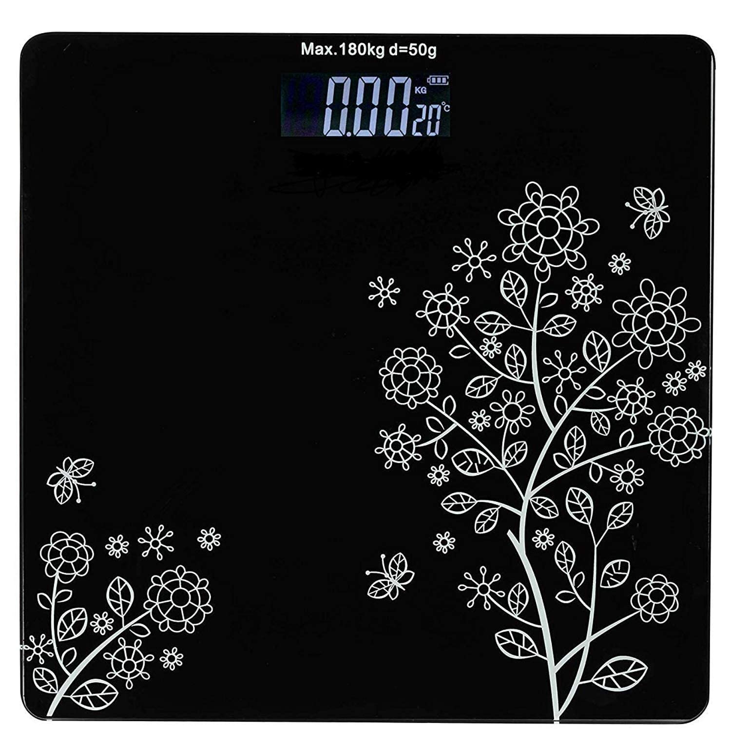 SKADIOO weight machine, digital weight machine, weight machine for home, weight machine for kitchen, weight machine for human body, weight machine with body fat percentage, weighing machine, Black (flower Printed Digital Bathroom Scales)-image-41