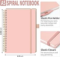 Vista 2 de A5 Lined Spiral Notebook with Pen Holder, 140 Pages Hardcover Journal for Women, To Do List Planner for Work, Bible Study & Meetings