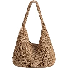 Beach Bags for Women Boho Straw Purse Summer Woven Shoulder Bag Handbag Crochet Mesh Tote Bag Vacation Purse