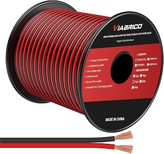 VIABRICO 14AWG 100FT Red Black 2 Conductor CCA Wire - Flexible 12V/24V DC Cable for LED Strips & Low Voltage Lighting