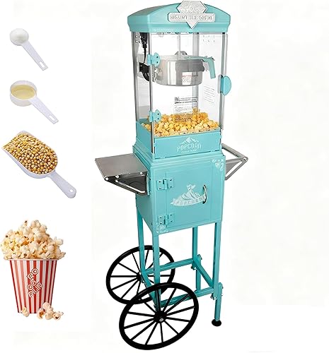 Miniatura 14 de Máquina de palomitas de maíz de 16 onzas con carrito y ruedas, máquina de palomitas de maíz de 850 W, máquina de palomitas de maíz de teatro con