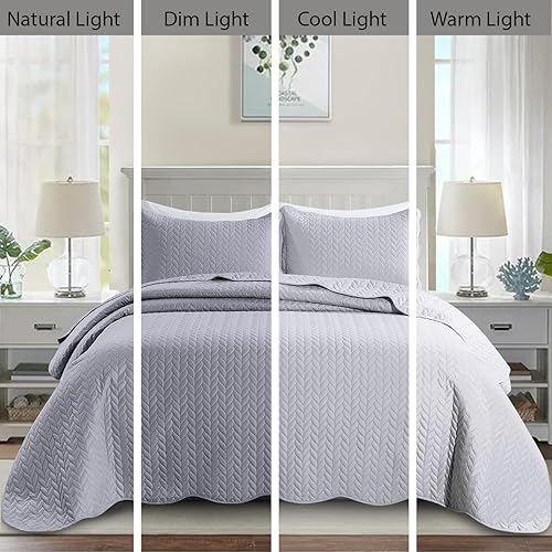 Vista 102 de IR Imperial Rooms - 10 juegos de colcha tamaño individual (68 x 86 pulgadas), para hoteles, habitaciones de huéspedes, colchas ligeras reversibles