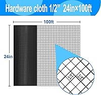 Vista 2 de Malla de Alambre Recubierto de Vinilo Negro PVC Paño de Hardware 1/2 pulg 60 cm x 30 m Calibre 19, Valla de Alambre Soldado Malla de Alambre