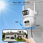 4K 8MP Caméra de sécurité double objectif en plein air, 2.4Ghz/5GhZ WiFi 360°PTZ Caméra Surveillance Exterieur, Suivi Automatique, Détection Humaine, vision nocturne de Couleur, 2-Way Audio, IP66 imperméable