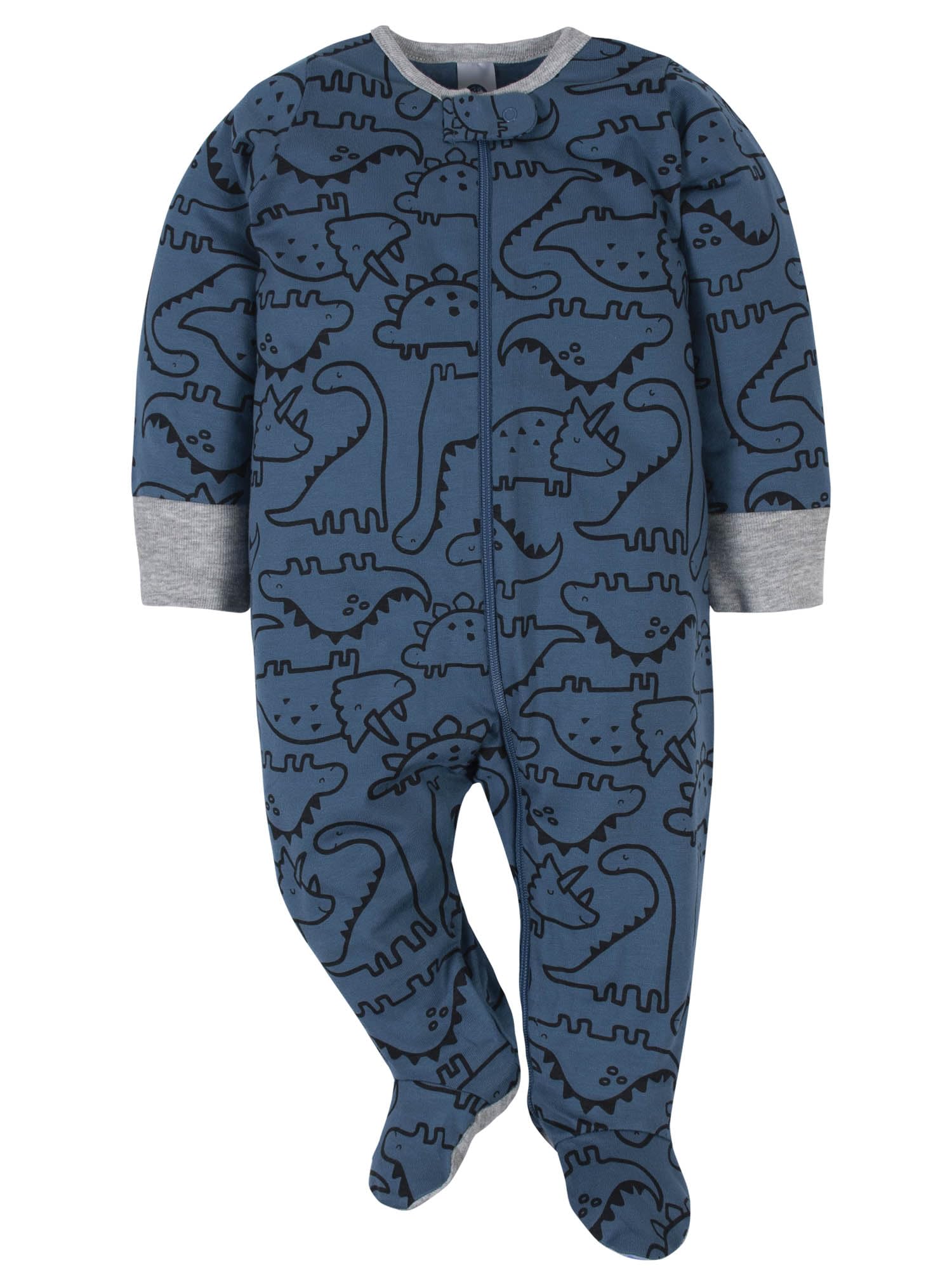 Gerber - Juego de 4 pijamas tipo mameluco con diseño de dinosaurios para bebé niño