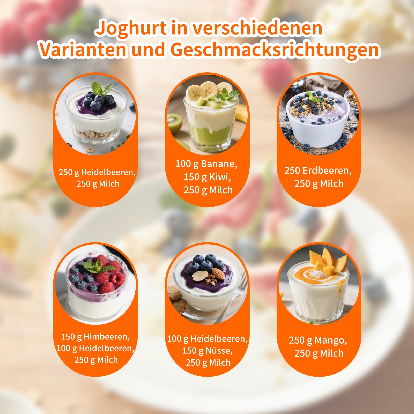 Joghurtbereiter, 8 Glasbehälter à 180 ml für bis 1.5L Joghurt Maker