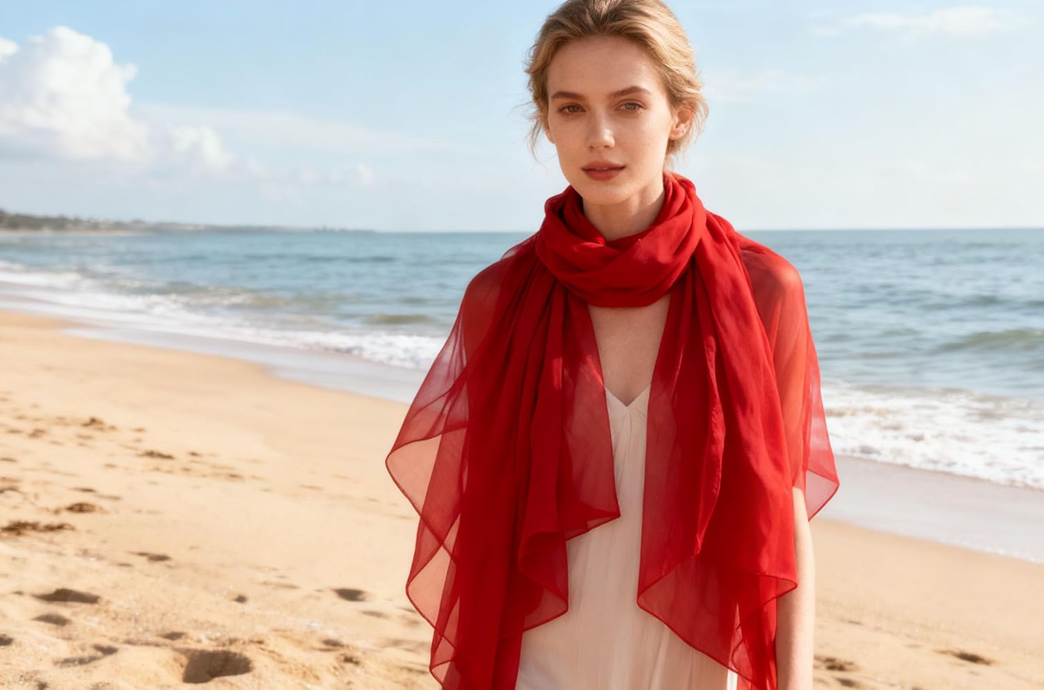 INOGIH Chiffon Scarf Sheer Wrap for Women Lightweight Soft Summer Silky Scarf for Wedding Evening Dresses Dating Travel - Image 3