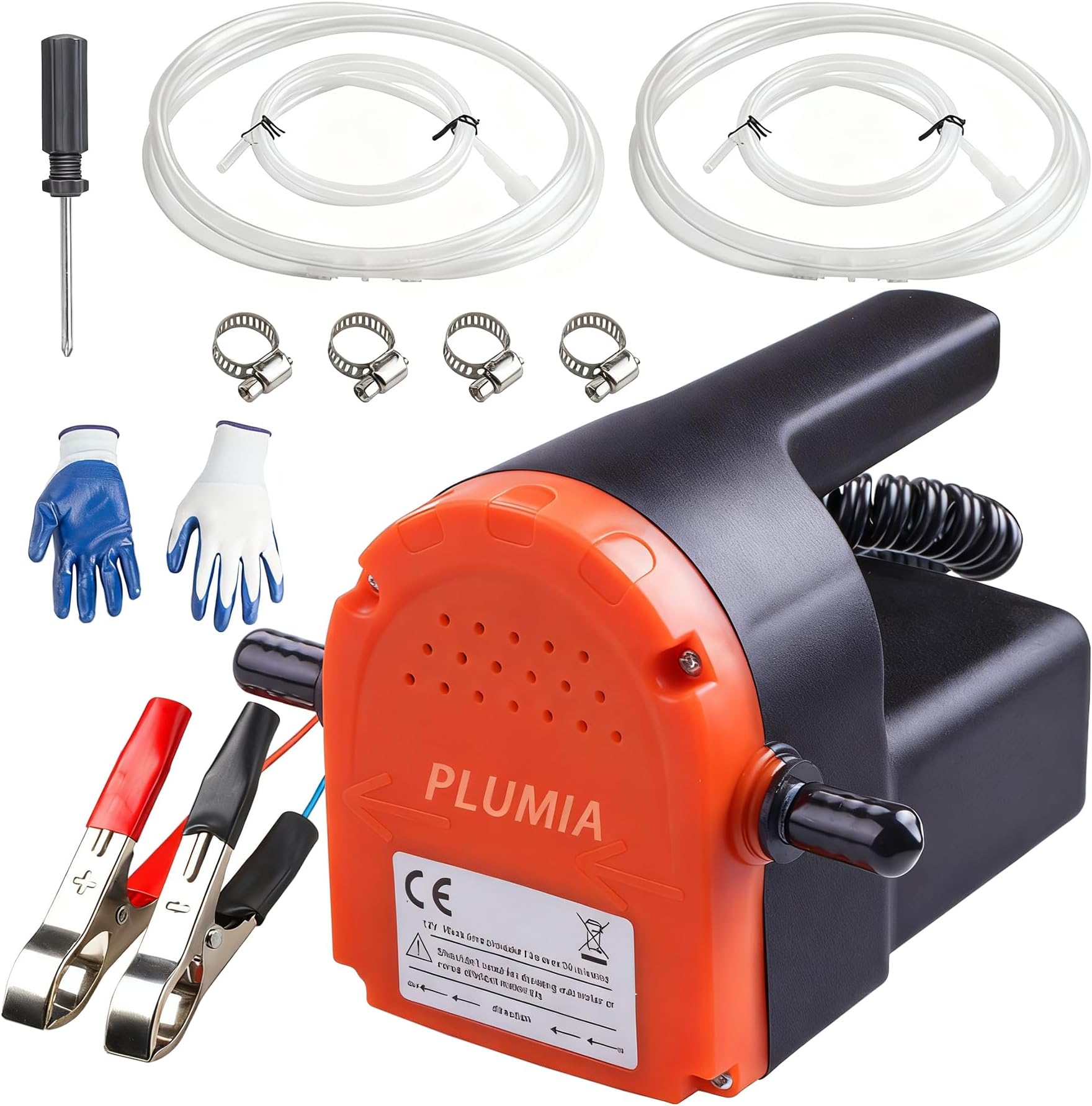 PLUMIA 12V 100W Oil Extractor Pump, Electric Fluid Transfer Pump for Engine Oil Change, Dipstick Suction Pump for Car, Boat, Motorcycle, Lawn Mower & ATV, Complete Kit