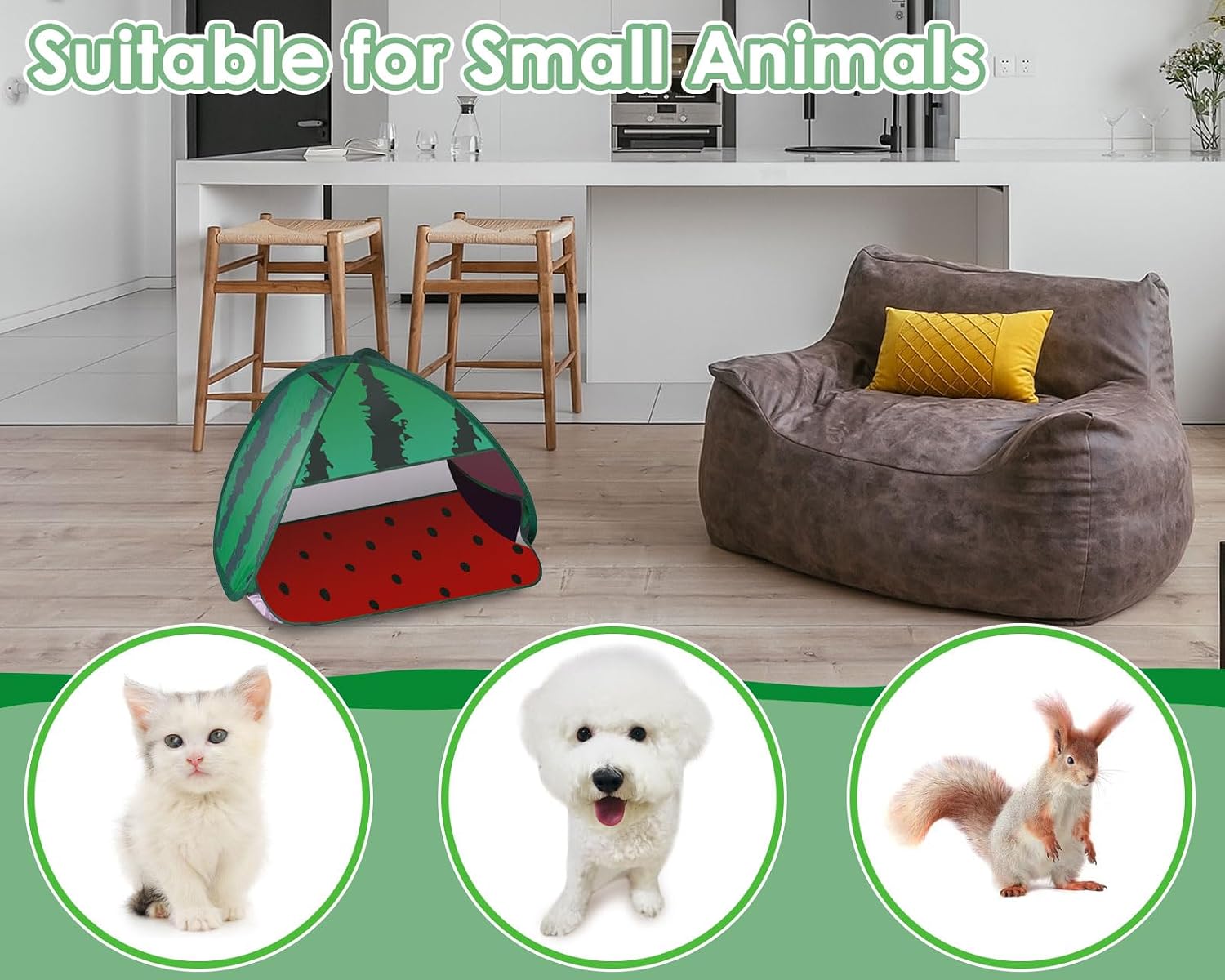 Mini Tent for Pets Small Dog Tent for Beach Portable Pop Up Sun Shade Shelter with Phone Compartment for Puppy and Large Cats Small Animals Sun Canopy for Camping and Outdoor (Watermelon)