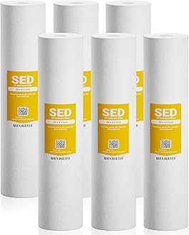 Max Water1 Micron 20 x 4.5 Sediment Filter 20 inch Whole House BB Water Filteration System Replacement Compatible Cartridge DGD-5005-20, FP25B, AP810-6, FPMB5-20, P5-20, 155358-43, SDC-45-2005