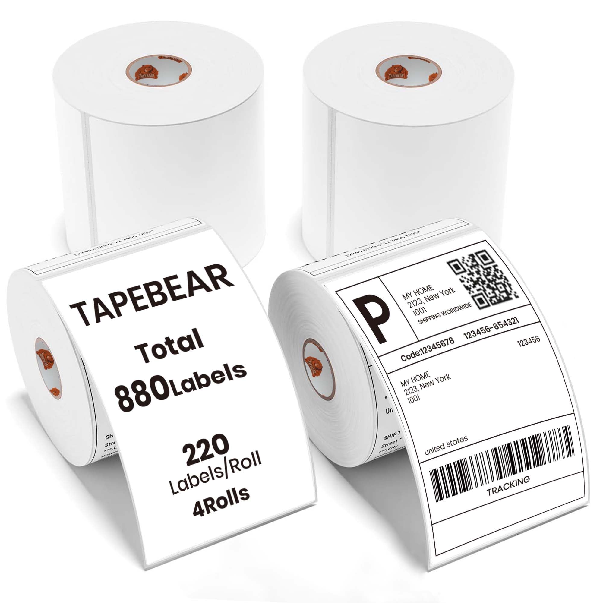 Etichette Termiche Dirette TAPEBEAR 10x15cm 880 Etichette, Impermeabili, Antigraffio, Senza BPA, Adesivo Forte per Spedizioni, Piccole Imprese