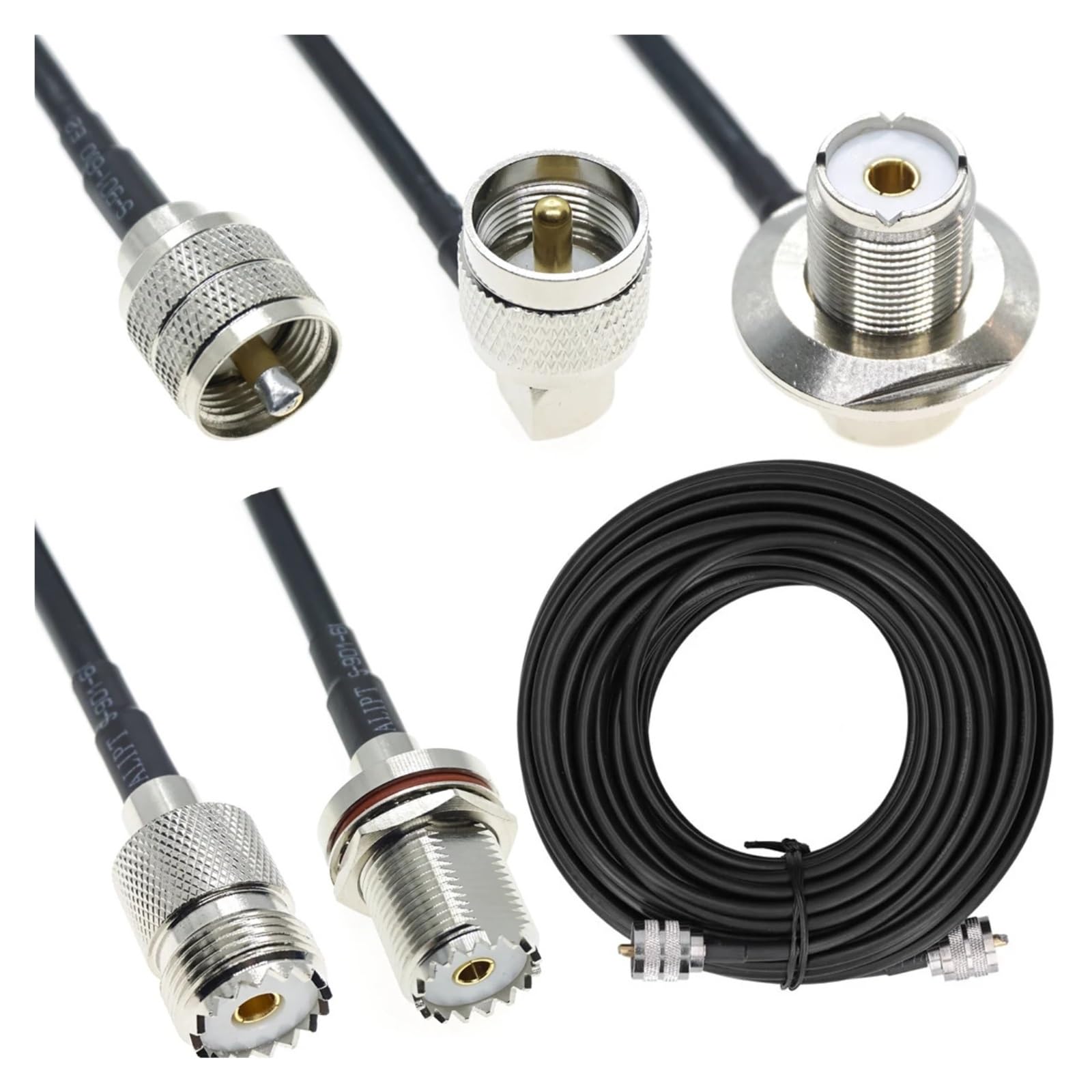 Cable coaxial de extensión de antena RF, conector macho hembra RG58 UHF a UHF PL259 SO239, crimpado en ángulo recto, 50 ohmios, 5 m(TYPE B,15M)