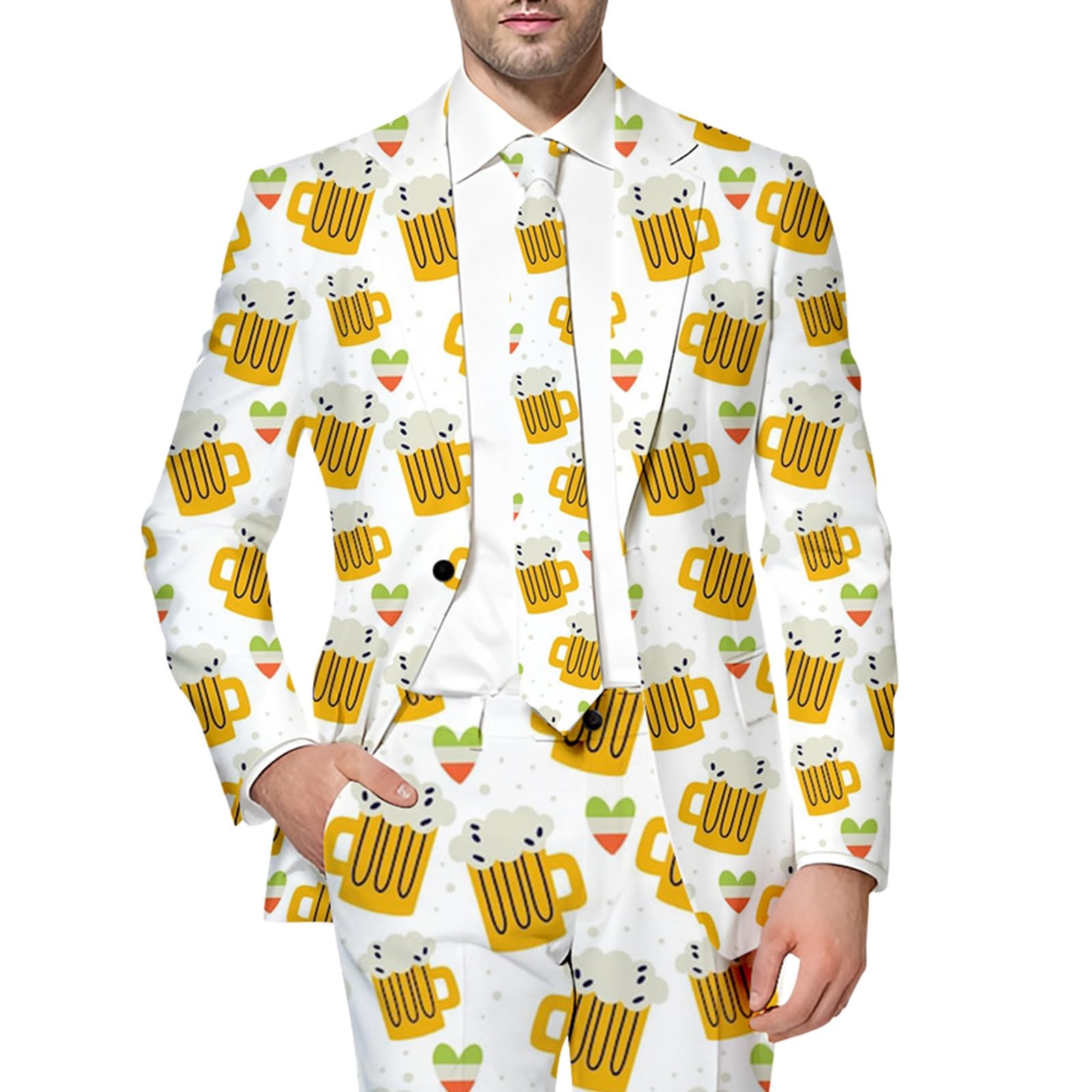 Chaqueta con botones para hombre y estampado moderno de cerveza 5