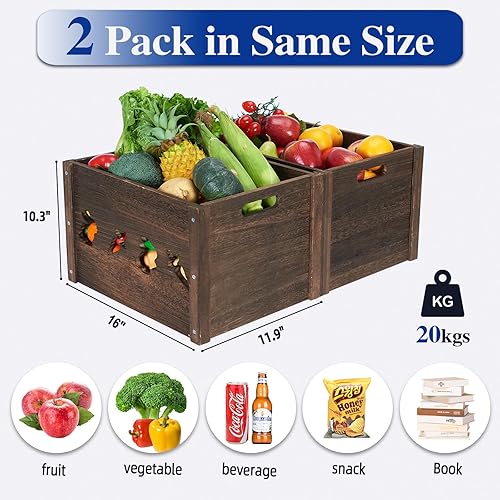 Miniatura 4 de Cajas de madera, cajas de madera de granja para almacenamiento con bonito patrón tallado, cajas de madera maciza para exhibición, caja de madera