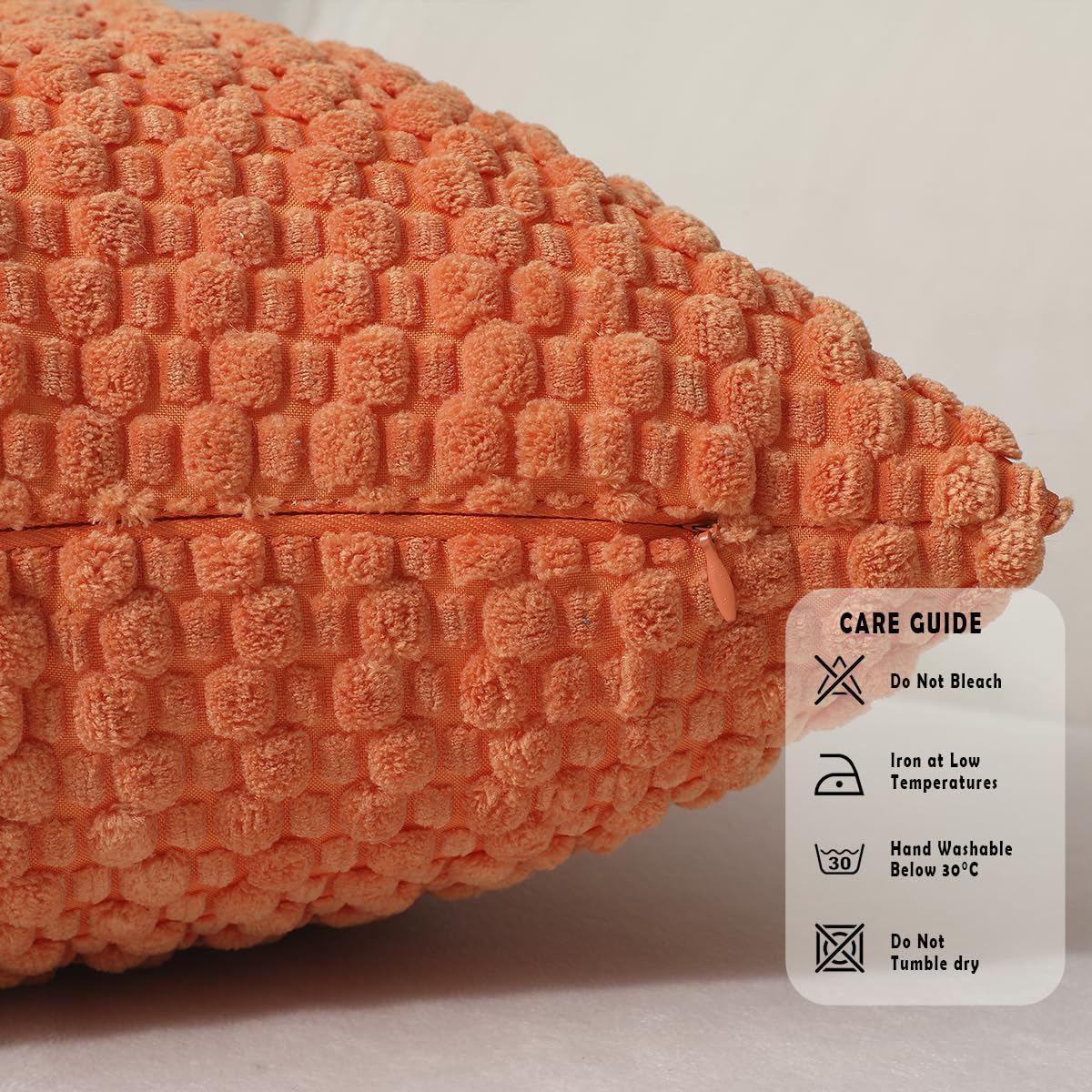 Tennove Cushion Covers 40x40cm Decorative Modern Orange Pillow Cases Pack of 2 Corduroy Boho Soft Throw Pillow Covers Square Pillowcases for Sofa Living Room Bed Home Decor - Image 4