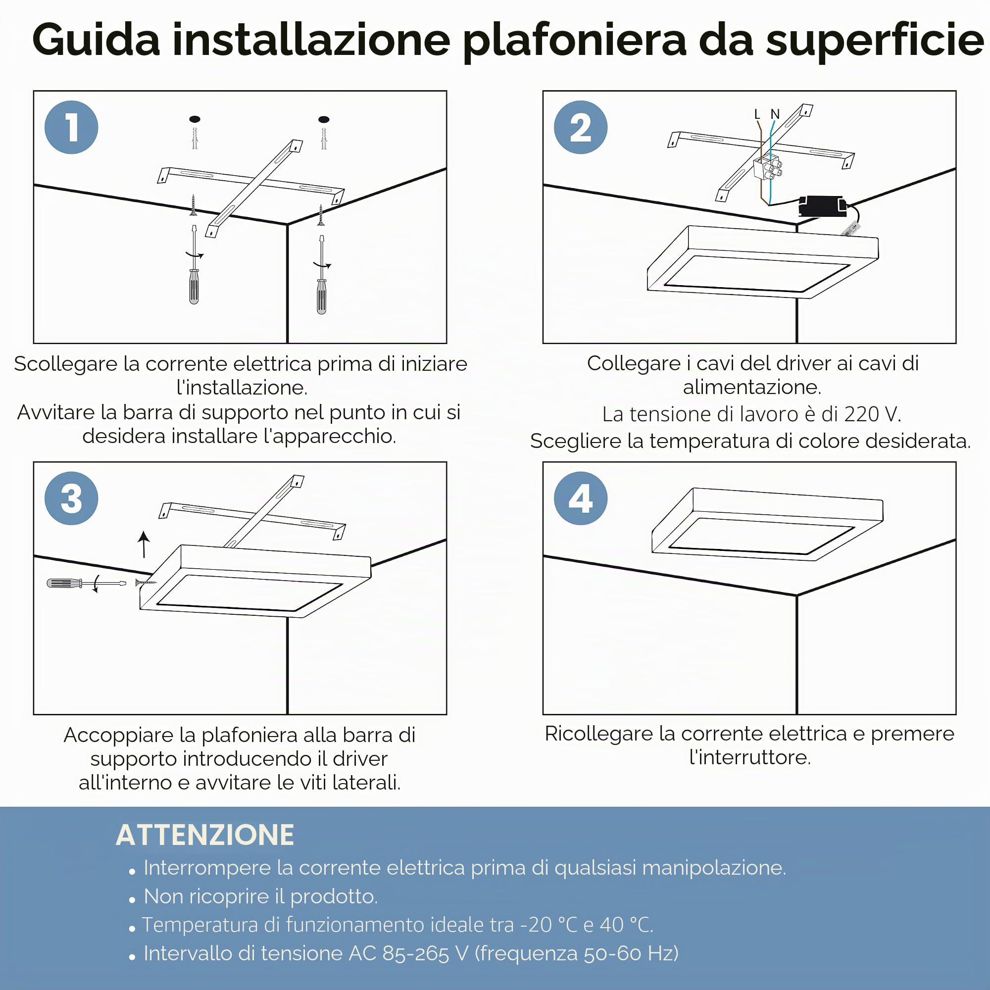 LED ATOMANT 2x Plafoniera LED Soffitto 60x60cm 48W CCT 3000-6500K 5500lm | Con selettore di colore CCT, Driver incluso