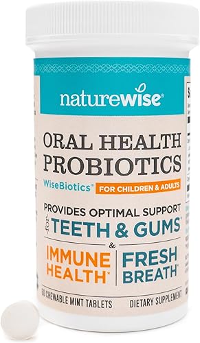 Miniatura 14 de NatureWise Probióticos orales para el mal aliento bucal, menta masticable sin azúcar, Lactobacillus reuteri masticable, probióticos orales para