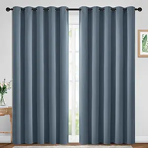 Yakamok Blackout Curtains Room Darkening Thermal Insulated Window Panels,Solid Grommet Top Drapes for Bedroom/Living Room(70Wx84L, Stone Blue, 2 Panels)