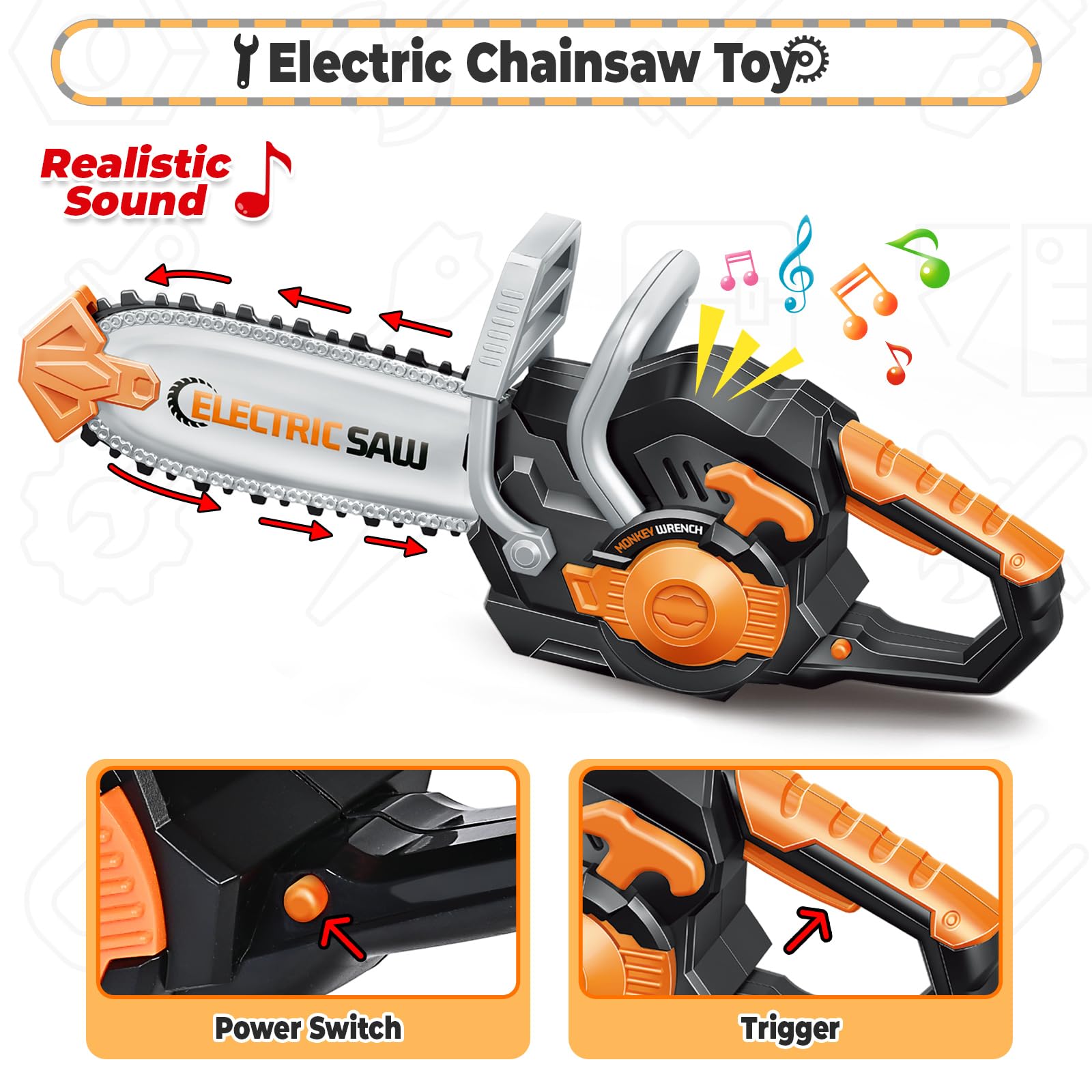 SpringFlower 51Pcs Kids Tool Set with Toy Chainsaw& Electronic Drill Toy, Toddler Tool Set, Construction Toys Tool for Kids age3,4,5,6,7,8, Tool Kit Toy for Christmas Birthday Gifts