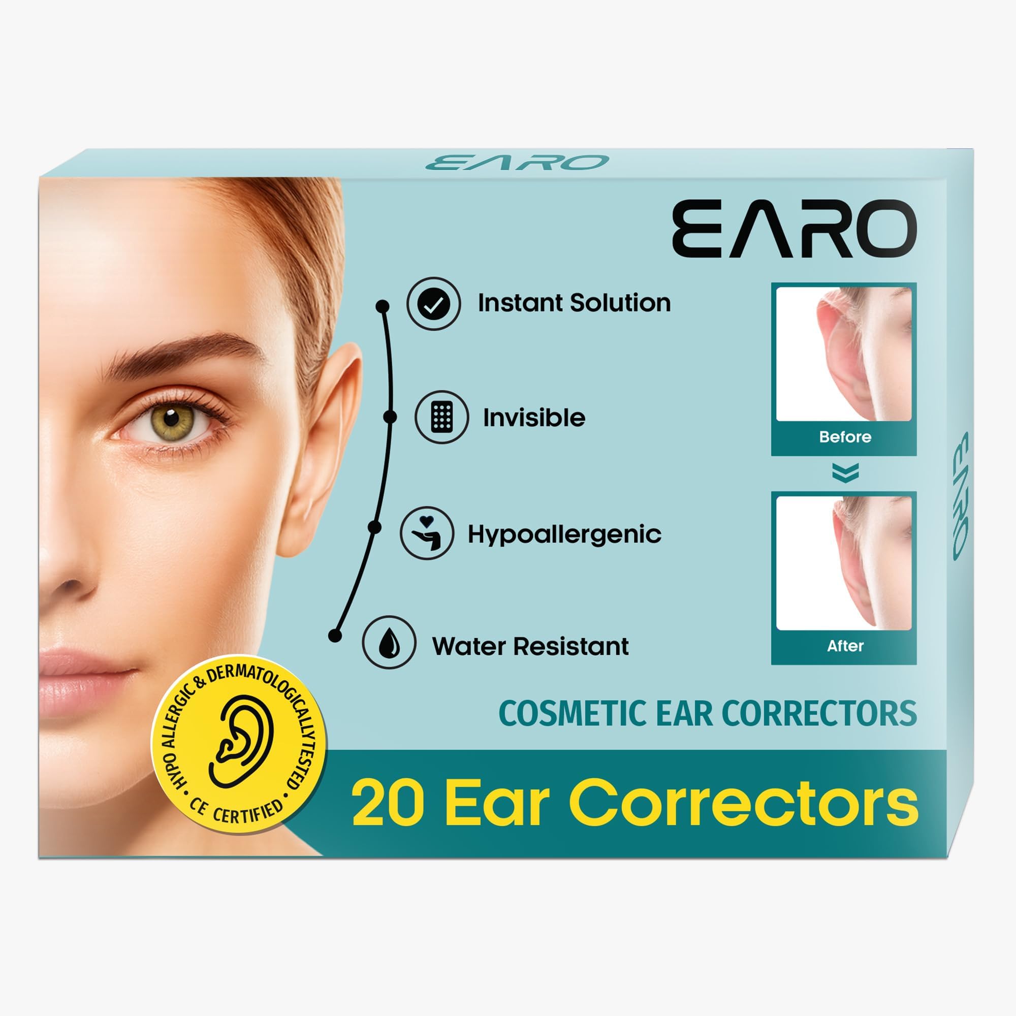 Earo Cosmetic Ear Corrector | Protruding Ear Solution | 20 Patches | Alternative To Otoplasty Surgery | No More Big Ears Sticking Out