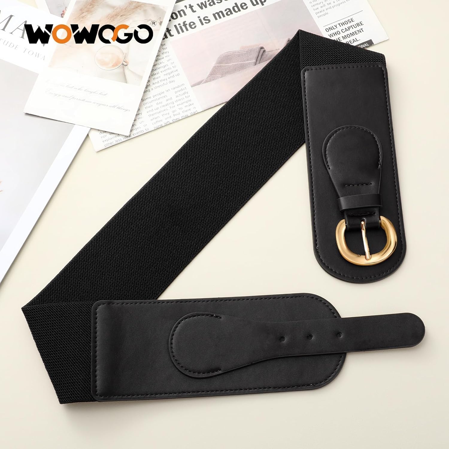 Womens Wide Elastic Waist Belt for Dress Ladies Stretch Cinch Belt - Image 4