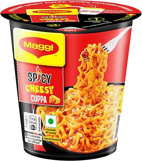 MAGGI Spicy Cheesy Instant Cuppa Noodles - Delicious Slurpy and Saucy Taste, 71.5g