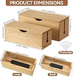 KIRIGEN Boîte de gestion de câbles Organisateur de cordons en bois Cacher Power Strip Desk File Protecteur pour le bureau intérieur TV Ordinateur (DXH2T-NA)