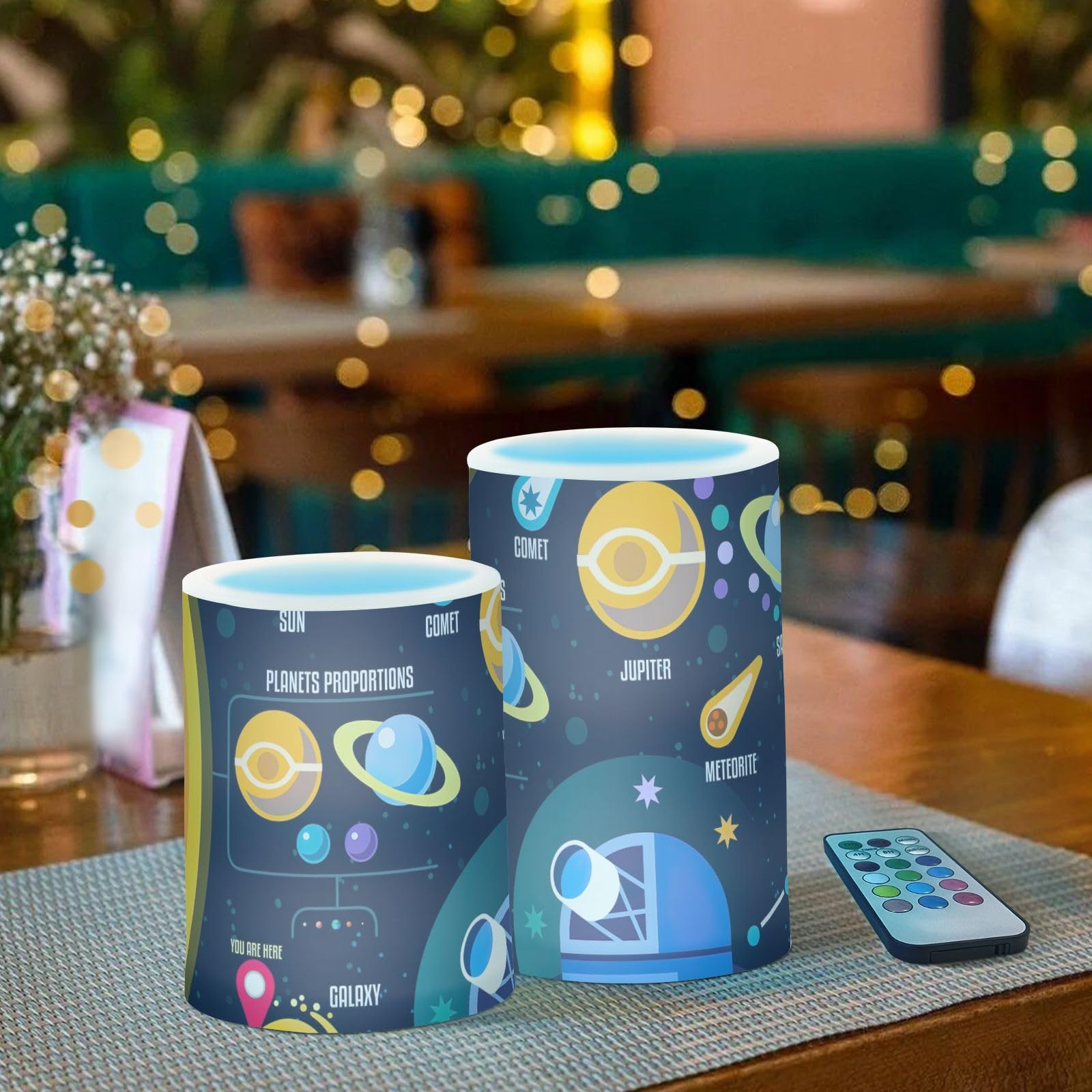 ODAWA Space Horizons Velas sin llama, velas de batería con temporizador remoto, velas para San Valentín, hogar, boda, decoración de cumpleaños