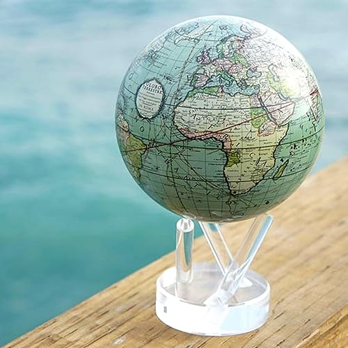 Miniatura 7 de MOVA Globo – Verde Terrestre Antiguo de 6 pulgadas Globo giratorio alimentado por energía solar con mapa del siglo XVIII Elegante decoración