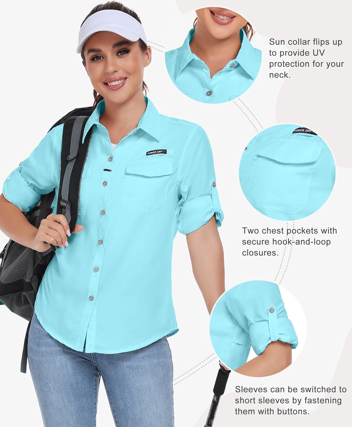 Little Donkey Andy Women's UPF 50 Long Sleeve UV Sun Protection Hiking Shirts Outdoor Quick Dry Fishing Safari Travel Shirts - Image 4