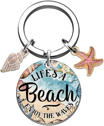 Ocean Gifts for Women Beach Accessories Jewelry Keychains Beach Gift Basket Beachy Gifts for Women Men Family Friend Beach Lover Birthday Christmas Graduation Summer Ocean Gift Starfish Decor Keyring