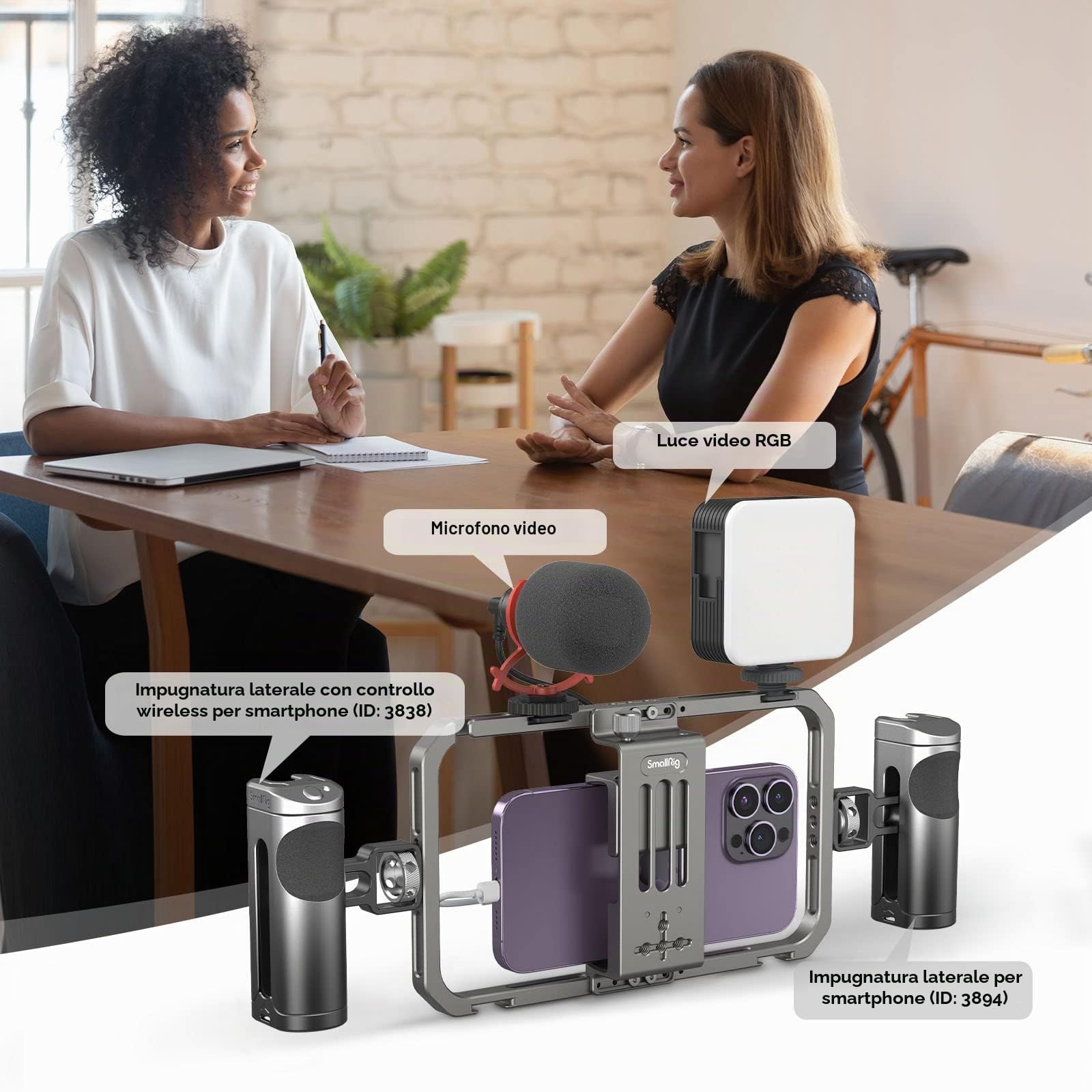 SMALLRIG Universal Phone Cage Gabbia per Cellulare Compatibile con Telefoni con Una Gamma di Larghezza da 62 mm a 86 mm, Gabbia Universale in Alluminio - 2791B